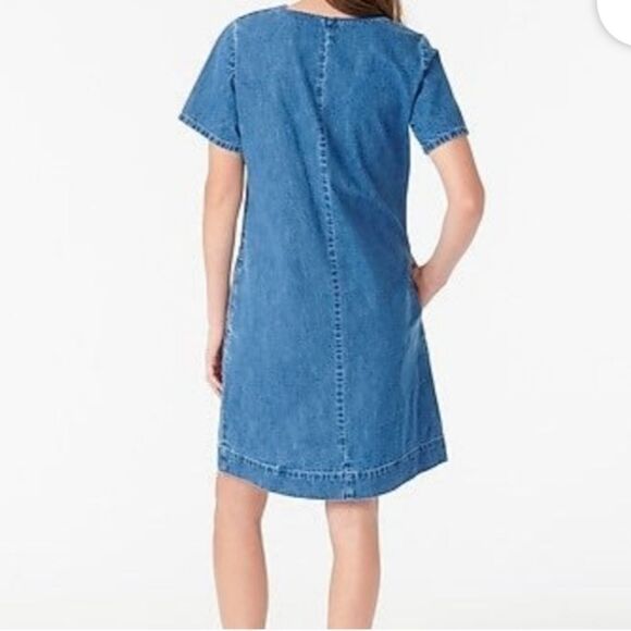 Jcrew blue cotton shift Denim V-neck dress size 6 with pockets - Picture 6 of 9